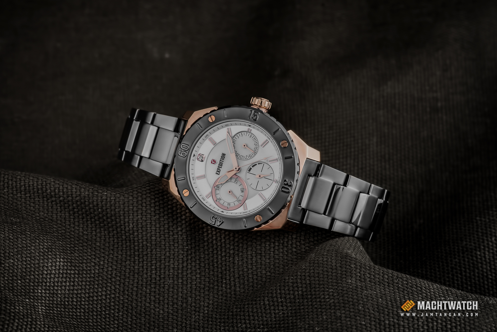 Expedition E 6759 BF BGRSL Ladies White Dial Grey Stainless Steel Strap Machtwatch